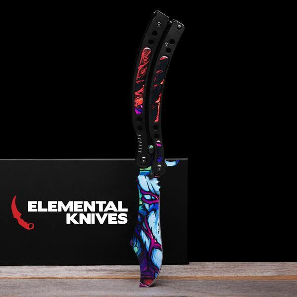 Randomized Hyper Beast© Folding Butterfly Knife-Real Video Game Knife Skins-Elemental Knives