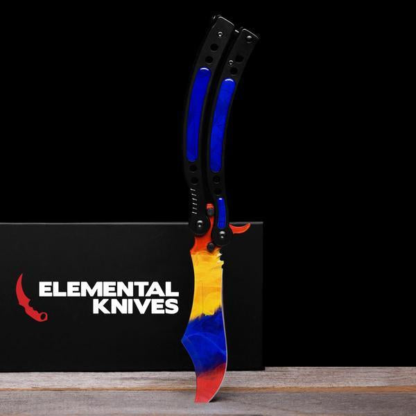Marble Fade Folding Butterfly Knife-Real Video Game Knife Skins-Elemental Knives