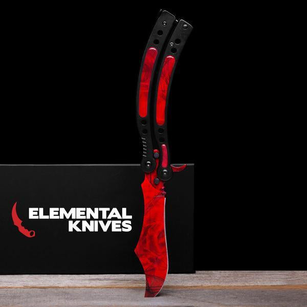 Ruby Folding Butterfly Knife-Real Video Game Knife Skins-Elemental Knives