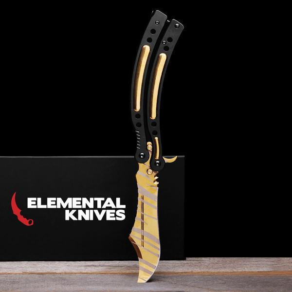 Tiger Tooth Folding Butterfly Knife-Real Video Game Knife Skins-Elemental Knives